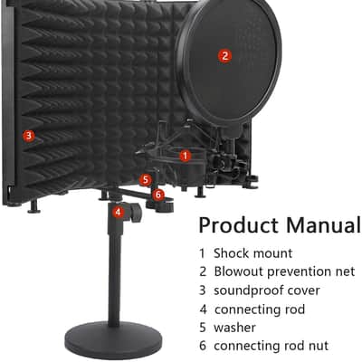 Professional Studio Recording Microphone Isolation Shield High Density Absorbent Foam image 4