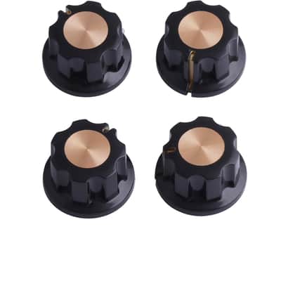 Mini Guitar Potentiometer Control Knobs Volume Tone Knobs Effect Pedal Knob 6Mm Shaft Black With Gold Cap For Guitar Bass Or Effect Pedals And Amps Set Of 4Pcs. image 1