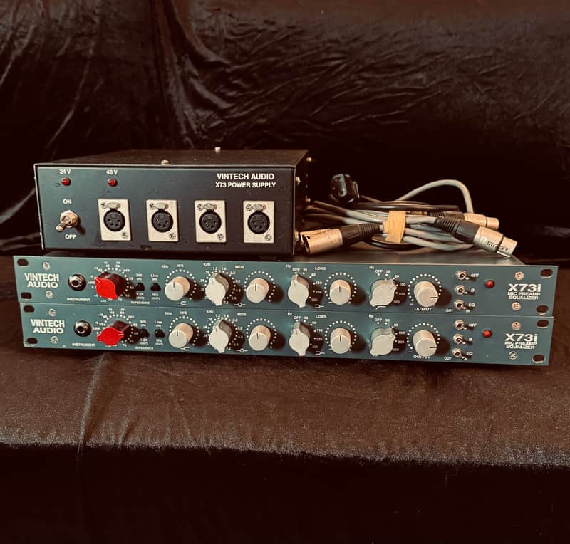 Vintech Audio X73i Mic Pre EQ Pair with PSU 2010s - Blue image 1