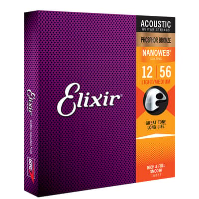 Elixir 16077 Phosphor Bronze Nanoweb Light-Medium Acoustic Guitar Strings (12-56) image 5