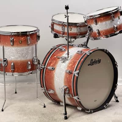 Ludwig 20/12/14/5x14" Classic Maple Downbeat Drum Set w/ Rail - Exclusive Fire Burst Pearl image 4