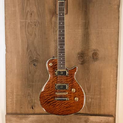 Jay Turser Les Paul Style Cutlass F Electric Guitar – Quilted Amber Burst – Used image 2