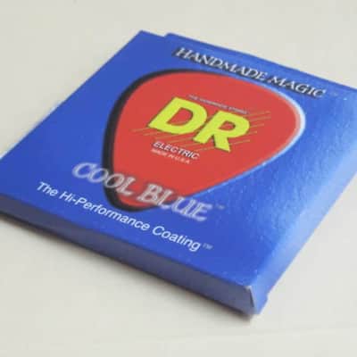 ONE SET new in packaging (old stock) DR CBE-9 (9-42) COOL BLUE electric guitar strings (9, 11, 16, 24,32, 42) "The High Performance Coating" Blue coated electric guitar strings on a hexagonal core + 2 extra gauge 9 strings (1 Elixir & 1 D'Addario) image 18