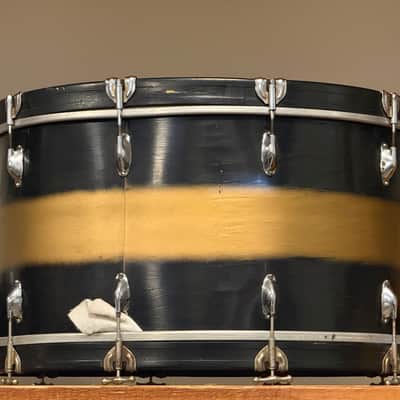1940's WFL Black & Gold Duco 14x26 16x16 9x13  Drum Kit Zephyr Lug image 6
