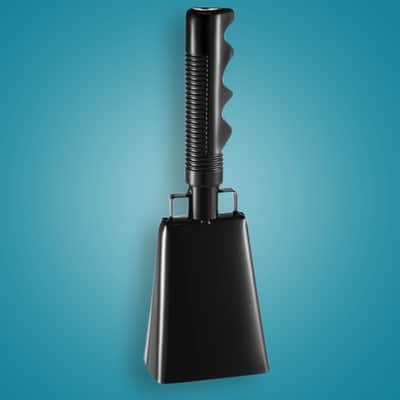 6 Pack Cowbells Bulk Black Cow Bell with Handle Cheering Hand Bells Steel Noise Maker Loud Cowbell Alarm image 2