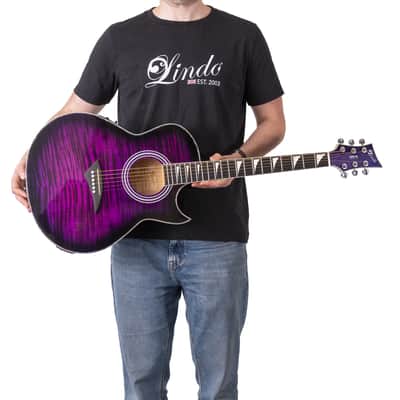 Lindo ORG-SL SlimLine Purple Electro Acoustic Guitar with Preamp and Chromatic Tuner - Designed in the UK image 5