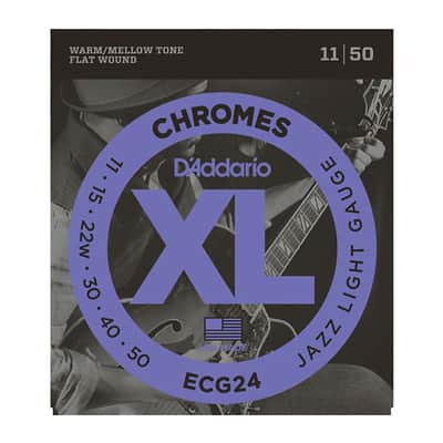 D’Addario ECG24 Chromes Flat Wound Electric Guitar Strings Jazz Light 11-50 image 1