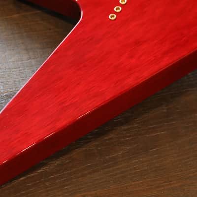 Sweet! 2005 Hamer Korina Vector Flying V Style Guitar Trans Cherry w/ Brazilian Board + COA OHSC image 15