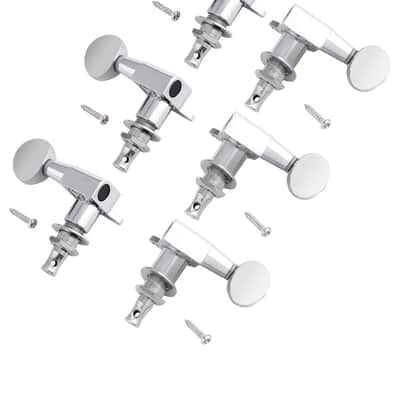 Guitar String Tuning Pegs Tuning Machines Sealed Machine Heads Grover Tuners Tuning Keys Oval Button 3 Left 3 Right for Electric Guitar or Acoustic Guitar Chrome. image 2