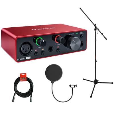 Focusrite Scarlett Solo 4rd Gen USB Audio Interface Bundle Mic Stand + Pop Filter + XLR Cable image 1