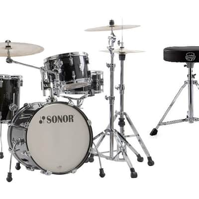 Sonor AQ2 Transparent Black Lacquer BOP 18x14_14x13_12x8_14x6 Shell Pack +Throne | Authorized Dealer image 1