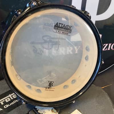Terry Bozzio's DW - 2.5x8" Collector's Series All-Maple Piccolo Tom 2000's - Transparent Dark Walnut Satin Oil "D" Autographed image 9