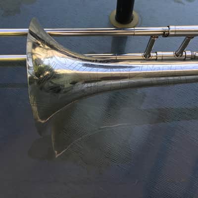 " DAPPER PAN " SUMMER DEAL CONN 44H TROMBONE 1936 SERVICED GIG READY ORG SILVER PAN VOCABELL CONNQUEROR HAND POLISH SILVER 98% HAND ENGRAVED UNIQUE PAN MUSTACHE FACE image 23