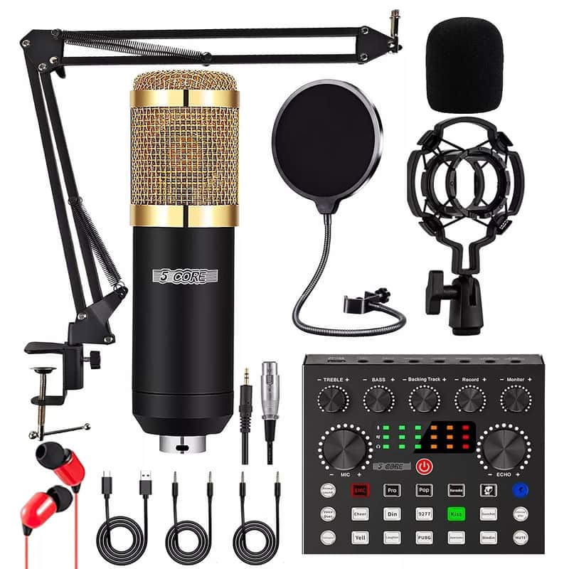 Pro Studio Podcast Mixer Equipment Set – Condenser Microphone, Sound Card & Accessories image 1