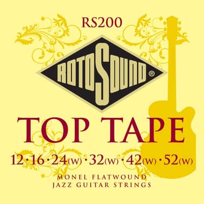 Rotosound Top Tape Monel Flatwound Jazz Electric Guitar Strings RS200 12-52 image 1