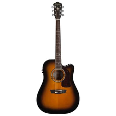 Washburn Heritage Series HD10SCETB Acoustic-Electric Cutaway Dreadnought Guitar Gloss Tobacco Sunburst