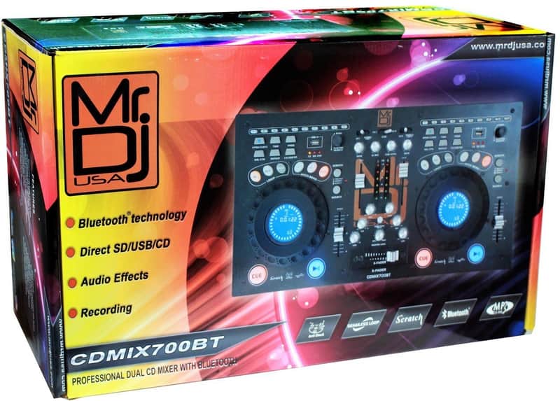 MR DJ CDMIX CDMIX700BT PROFESSIONAL DUAL CD PLAYER WITH MIXER