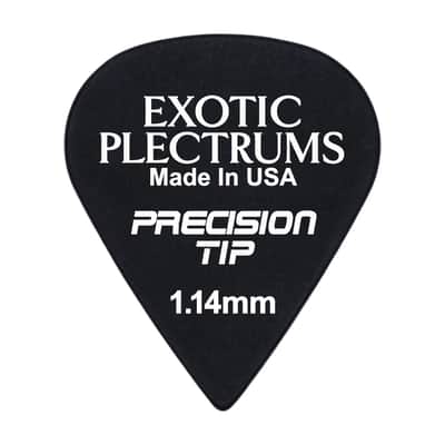 Exotic Plectrums Delrin Black Guitar Or Bass Pick - 1.14 mm Extra Heavy Gauge - Premium Made In USA - Extra Sharp 351 Precision Tip Shape - 6 Pack