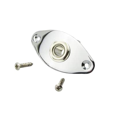 Musiclily 1/4 inch Thick Oval Electric Guitar Jack Output Plate Socket Jackplate,Chrome (Pack of 2) image 1