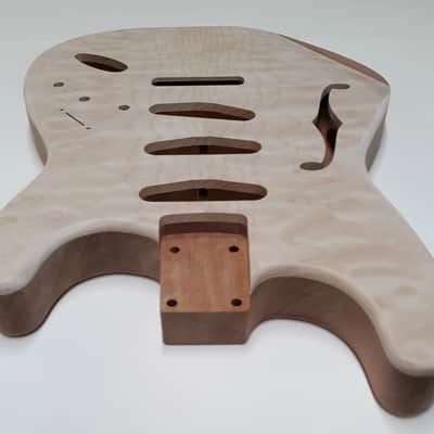 Shepard Custom Guitars Thinline Stratocaster Body Quilted Maple Top On 1pc Mahogany 2022 Unfinished image 9