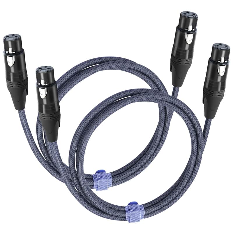 6Feet 3Pin Female To Female Balance Audio Cable,3-Pin Mic Patch Cables,Xlr Female To Female Dmx Cable Patch Cords For Audio And Sound Equipments-2Pack image 1