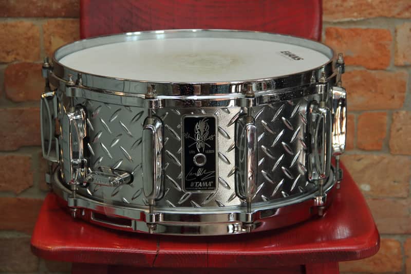 Tama LU1465 6.5x14" Lars Ulrich Signature Snare Drum 2010s - Diamond Plate Steel image 1