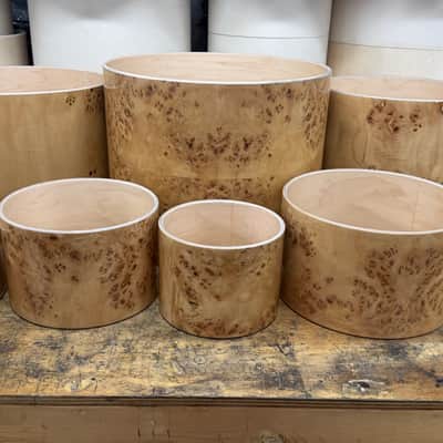 POPLAR MAPPA BURL exotic wood and Maple 7 pcs shell set - 5 ply core shells - Clear gloss polished BEST OFFERS ACCEPTED! image 18