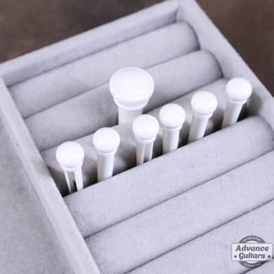 Preciso Bridge Pin & Endpin Set(White Galalith Plane) image 2