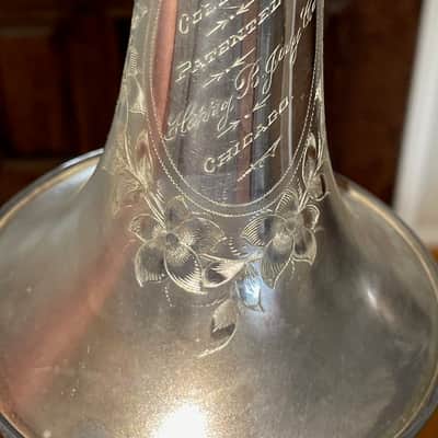 EXTREMELY RARE VINTAGE SILVER PLATED HARRY B JAY COLUMBIA CORNET/TRUMPET (SN 377). image 3