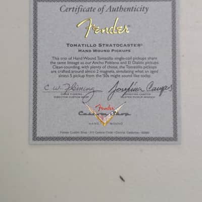 2000's Fender Custom Shop Josefina Campos Hand Wound Tomatillo Stratocaster Plus Pickups - Never Used - COA image 3