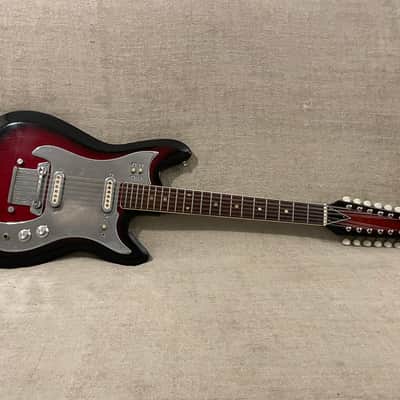 1960’s Unbranded Sekova Mentor 12 String Guitar Variant Redburst Hockey Stick Headstock Electric XII MIJ Japan Rare / VIDEO image 2
