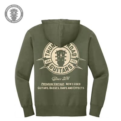 Thunder Road Guitars WS Zip Up Hoodie Olive Green-XL
