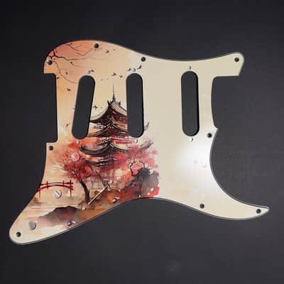 Miraculum Workshop 11-Hole SSS Pickguard for Fender Stratocaster – Japanese Pagoda image 2