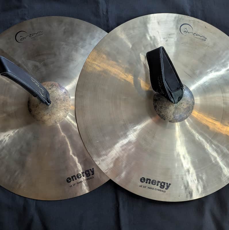 Dream Energy A2 18"  Orchestral/ Marching Hand Cymbals W/ Straps W/    (Pair) image 1