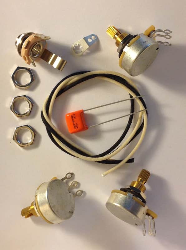 Wiring Harness Kit For J Bass CTS 450G Knurled Pots .047uf 716P Orange Drop Cap image 1