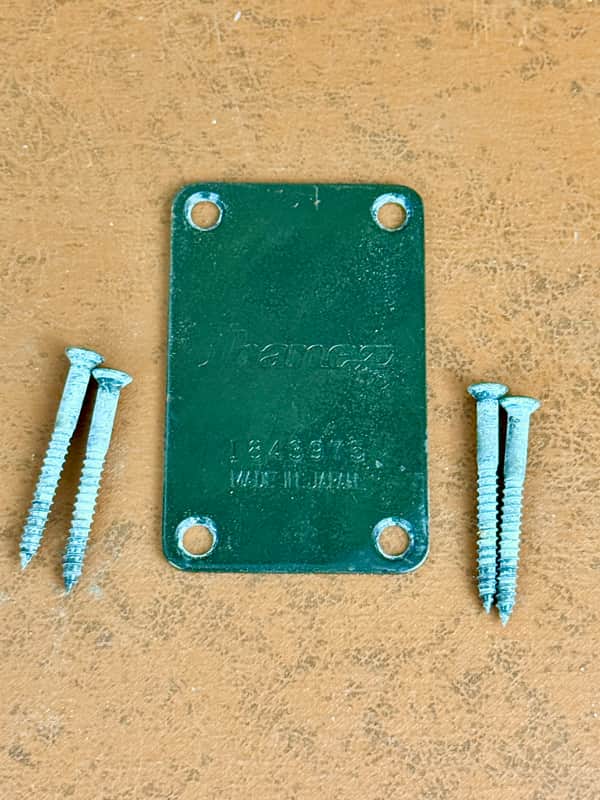 1980's Ibanez RB-850 Roadstar II Bass Guitar Neck Plate Black w/Screws Vintage image 1