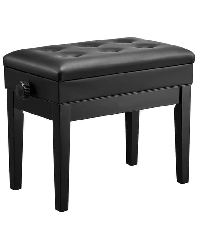Adjustable Piano Keyboard Bench – Padded Seat with Storage Compartment & Height Control image 1