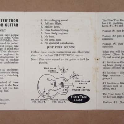 Gretsch Filter'tron Pickup 3-sided fold out Hang Tag 1950-1960 image 2