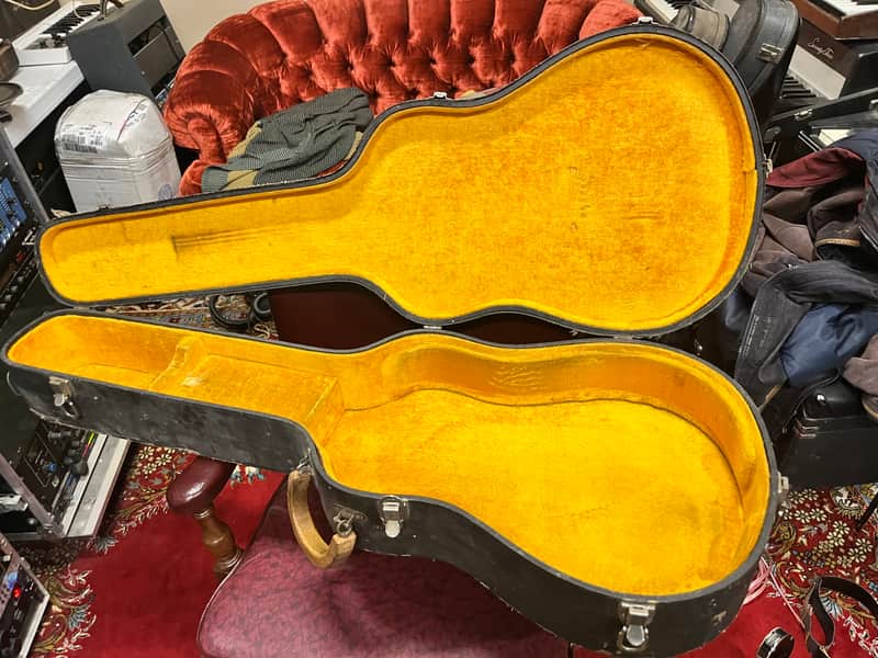 Victoria Dreadnought Hardshell Acoustic Guitar Case Yellow Lined 1960s image 1