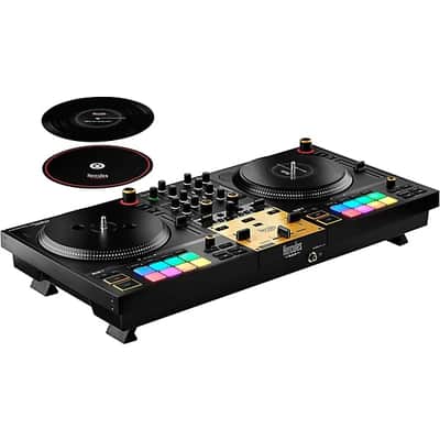 Hercules DJ DJControl Inpulse T7 Premium Edition 2-Channel Motorized DJ Controller With Premium Fader Module and Travel Bag 2024 - Gold image 9