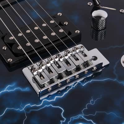 Lightning Style Electric Guitar with Power Cord/Strap/Bag/Plectrums Black & White image 14