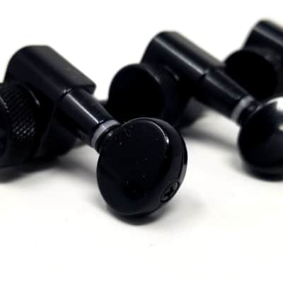 Carparelli 6-IN-LINE Electric Locking Machine Heads Tuners Classic Button Black image 1