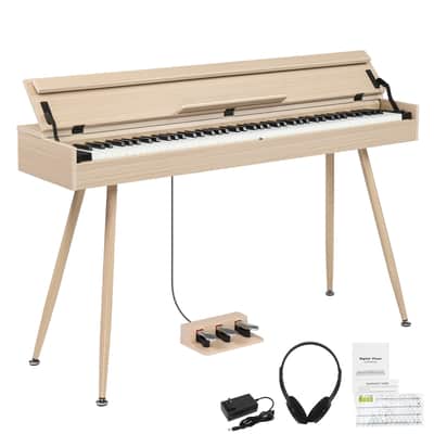 Glarry 88-Key Home Fully Weighted Hammer-action Keybed Digital Piano - Burlywood image 1