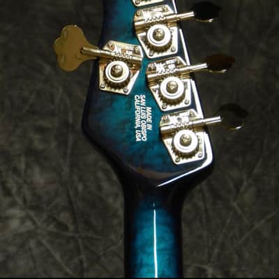 Ernie Ball MusicMan BFR StingRay 5H 20th Anniversary Tahitian Quilt. #6 of 10 StingRay 5H 2007 Tahitian Blue Quilt-Matching Headstock-Tahitian Blue Birdseye Neck image 16
