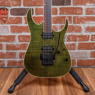 Ibanez J Custom RG1802 AAAA Flame Maple Top Silky Black 1997 w/Hard Shell Case