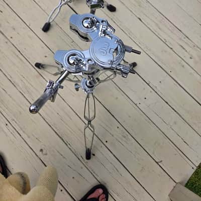 DW DWCP9900 9000 Series Heavy Duty Double-Braced Dual Tom Stand 2010s - Chrome image 2