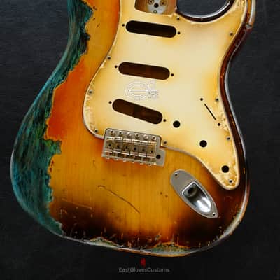 Fender Stratocaster RI Reissue Sunburst over Blue Zebra Body Heavy Aged Relic Made in USA image 1