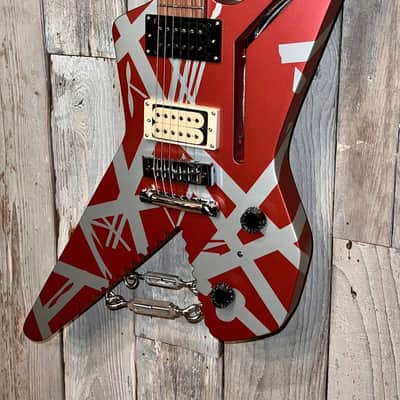 New EVH Striped Series Shark Burgundy/Silver Stripes, Package Deal Includes: EVH Fitted Hard Shell Case & Extras, Best Deal On The Planet Ships Fast, Buy It Here ! image 5