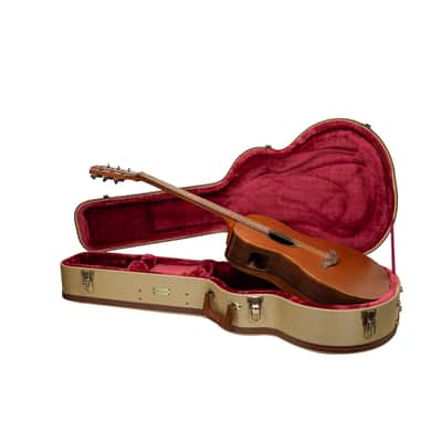 Crossrock Master Series- Wooden OM/Martin 000-14 Fret Acoustic Guitar Case- Security Lock, Genuine Leather Handle, Reinforced Hardware, Metal Feet, Storage Space- Fabric Tweed image 1