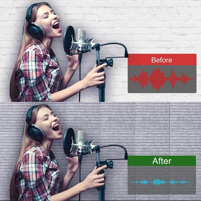 16 Pcs Pro Grade Soundproof Wall Panels,Acoustic Panels,Premium Sound Panels,Better Than Foam,Wedge Design,With Adhesive On Back,For Acoustical Treatments/Professional Studio,12×12×0.4 In(Light Grey) image 6